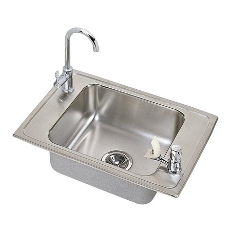 Elkay Pacemaker Stainless Steel 25 X 17 X 7-1/8 Single Bowl Top Mount Classroom Sink And Faucet Kit PSDKRQ2517C